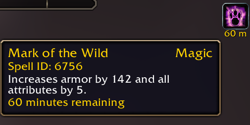 A buff tooltip showing its spell ID